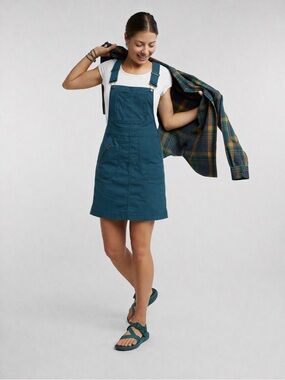 Title Nine Scout Overall Jumper Dress Medium Teal Skirtall Gorpcore, Outdoors